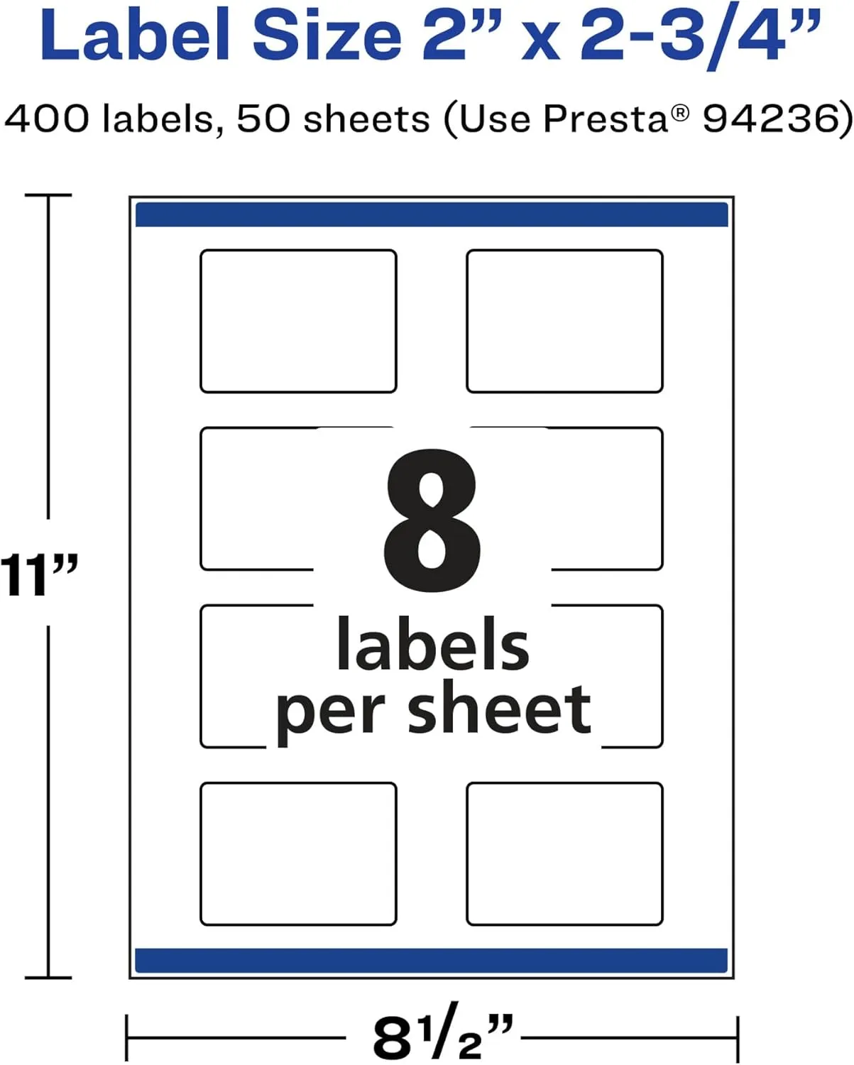 Avery Glossy Clear Rectangle Labels, Sure Feed Technology, 2" x 2.75", Print-to-The-Edge, Laser/Inkjet Printable