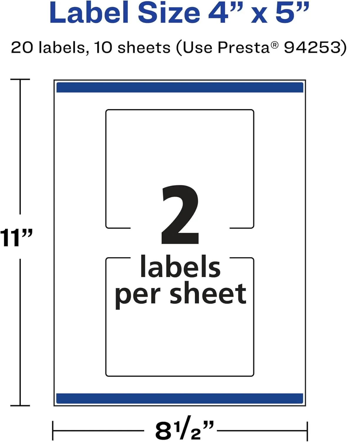 Avery Glossy Clear Rectangle Labels, Sure Feed Technology, 4" x 5", 20 Glossy Clear Labels, Print-to-The-Edge