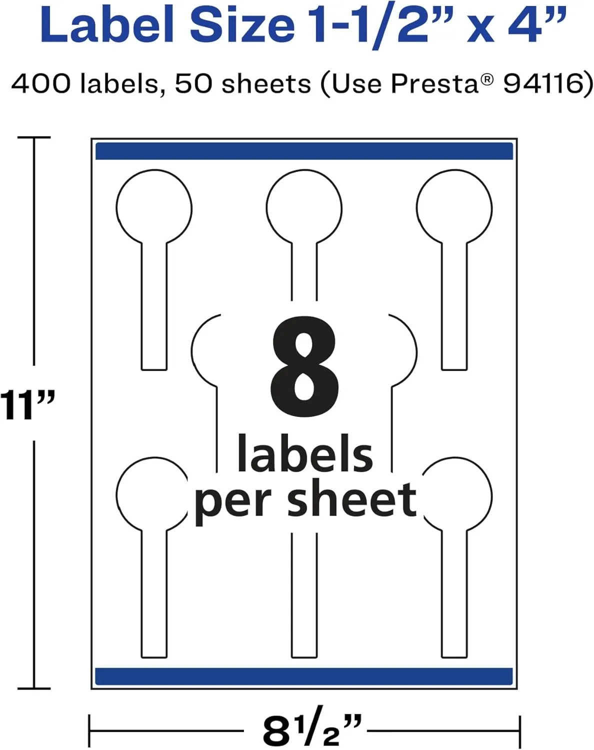 Avery Glossy Clear Lollipop Labels, Sure Feed Technology, 1.5" x 4", Print-to-The-Edge, Laser/Inkjet Printable