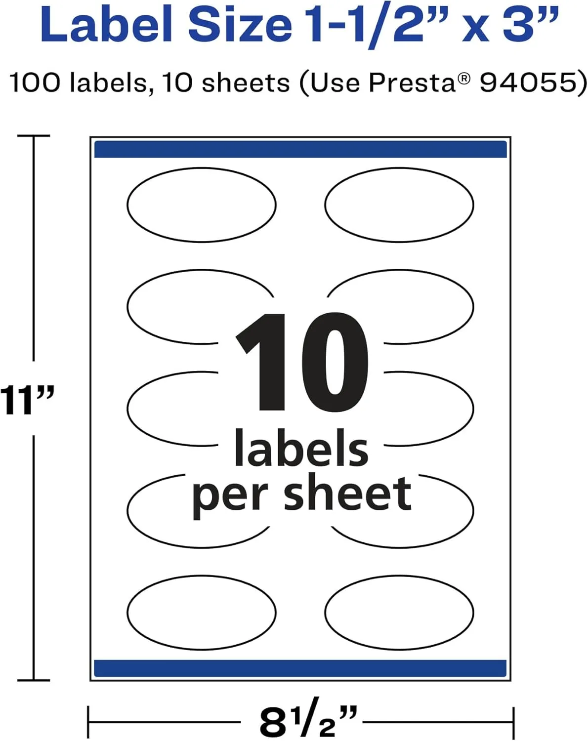 Avery Glossy Clear Oval Labels, Sure Feed Technology, 1.5" x 3", 100 Glossy Clear Labels, Print-to-The-Edge