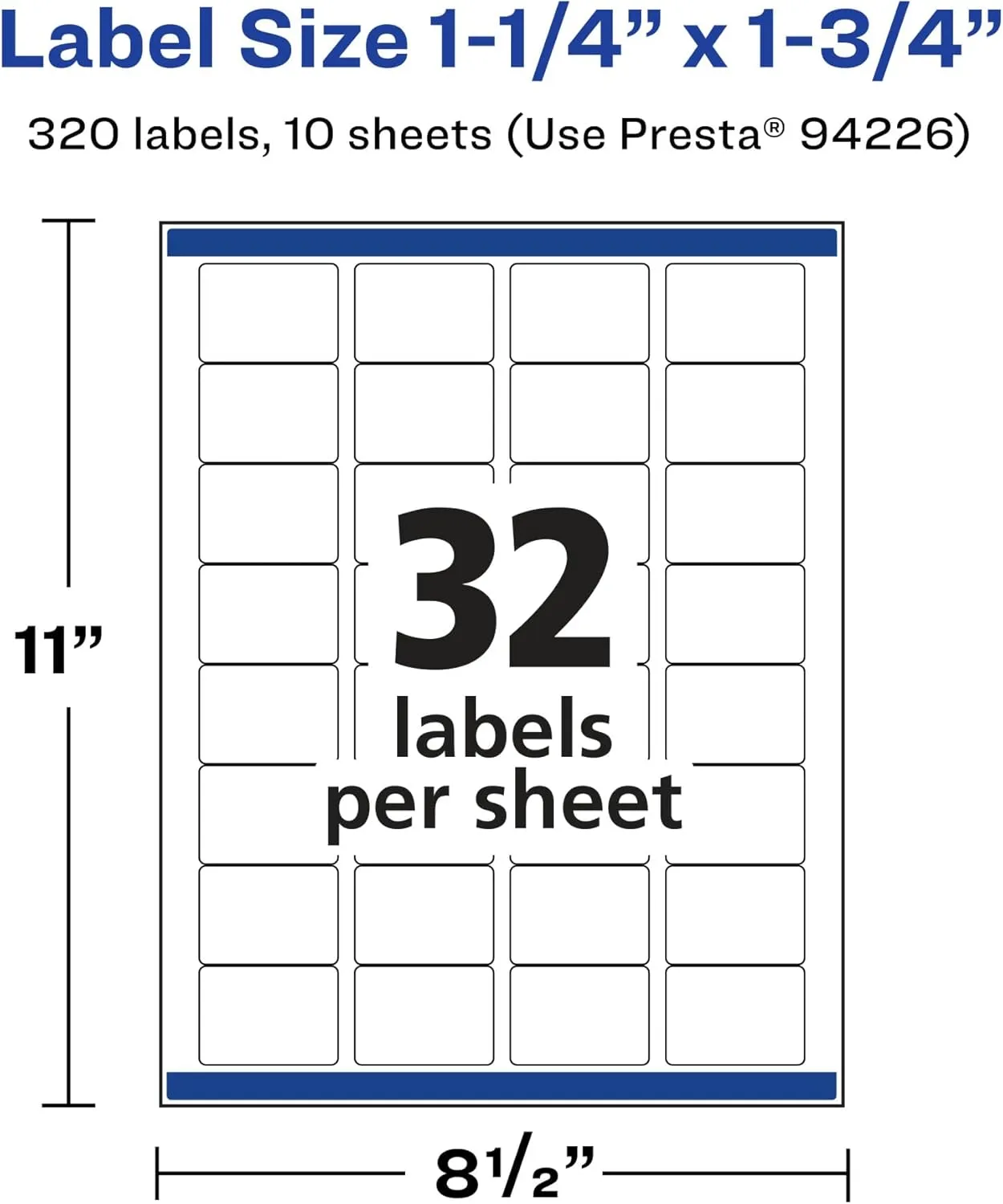 Avery Glossy Clear Rectangle Labels, Sure Feed Technology, 1.25" x 1.75", 320 Glossy Clear Labels