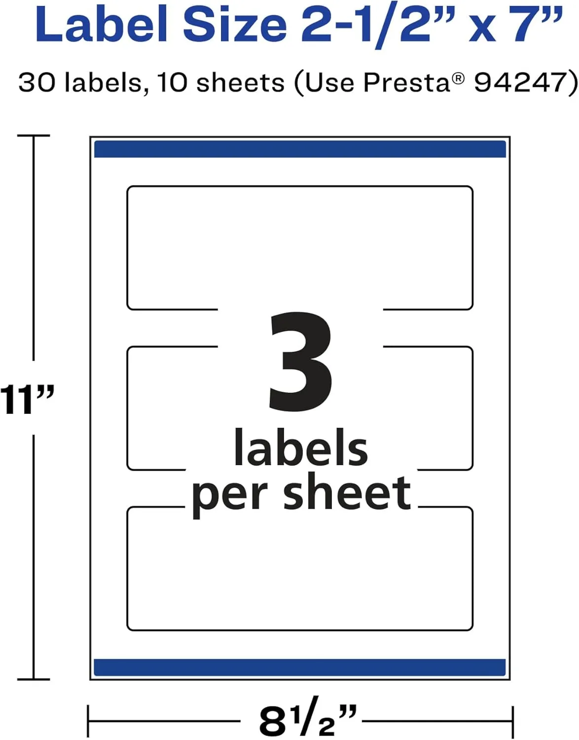 Avery Glossy Clear Rectangle Labels, Sure Feed Technology, 2.5" x 7", 30 Glossy Clear Labels, Print-to-The-Edge