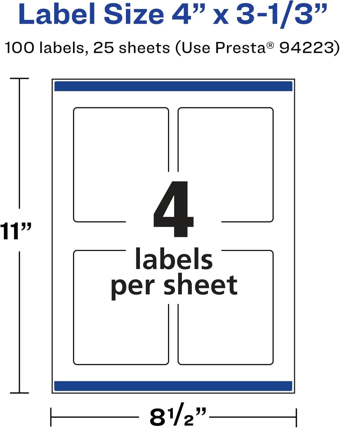 Avery Glossy Clear Rectangle Labels, Sure Feed Technology, 4" x 3-1/3", Print-to-The-Edge, Laser/Inkjet Printable