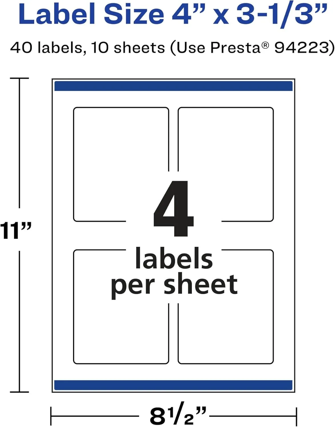 Avery Glossy Clear Rectangle Labels, Sure Feed Technology, 4" x 3-1/3", Print-to-The-Edge, Laser/Inkjet Printable