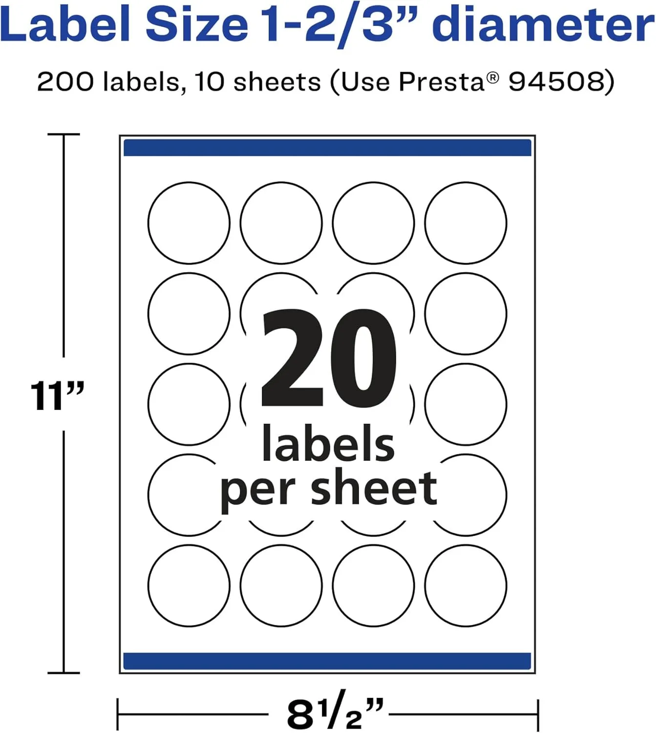 Avery Glossy Clear Round Labels, Sure Feed Technology, 1-2/3" Diameter, 200 Glossy Clear Labels, Print-to-The-Edge