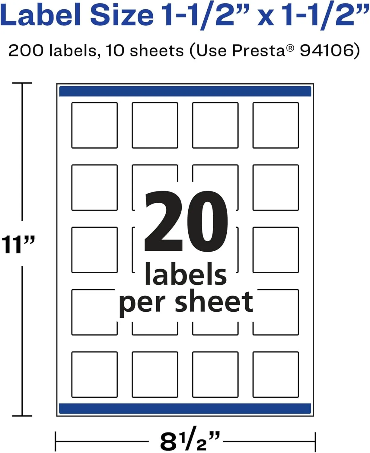 Avery Glossy Clear Square Labels, Sure Feed Technology, 1.5" x 1.5", 200 Glossy Clear Labels, Print-to-The-Edge