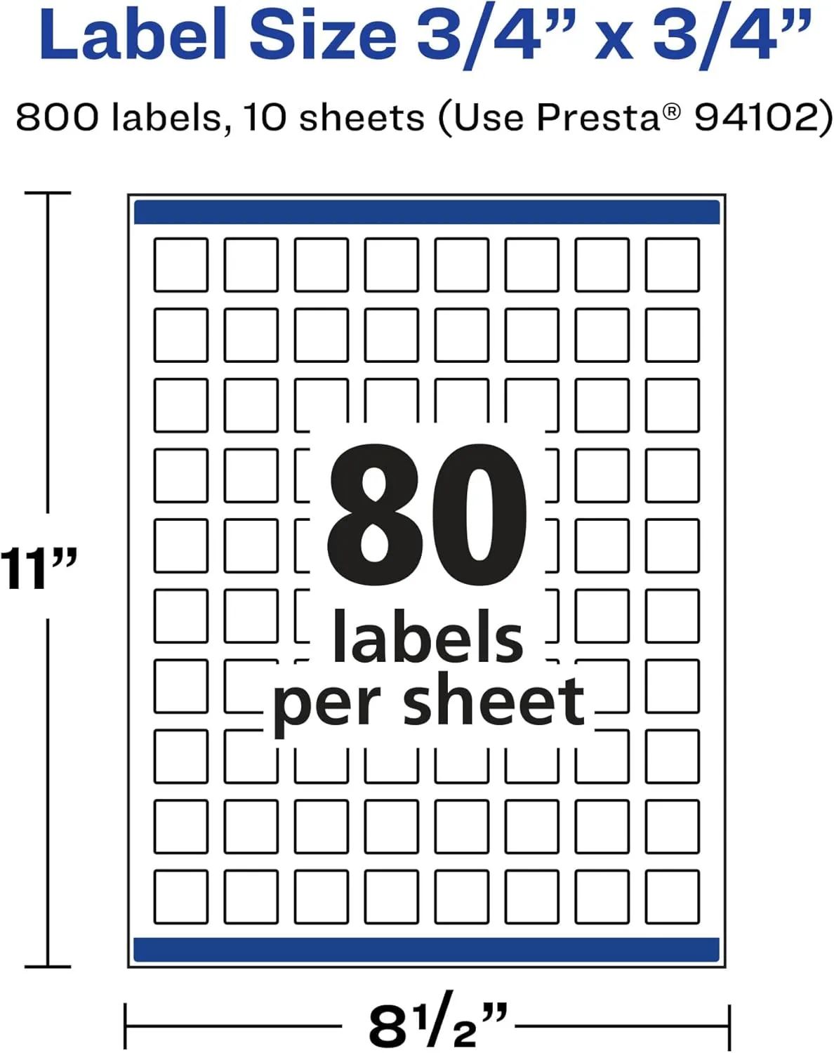 Avery Glossy Clear Square Labels, Sure Feed Technology, 3/4" x 3/4", Print-to-The-Edge, Laser/Inkjet Printable