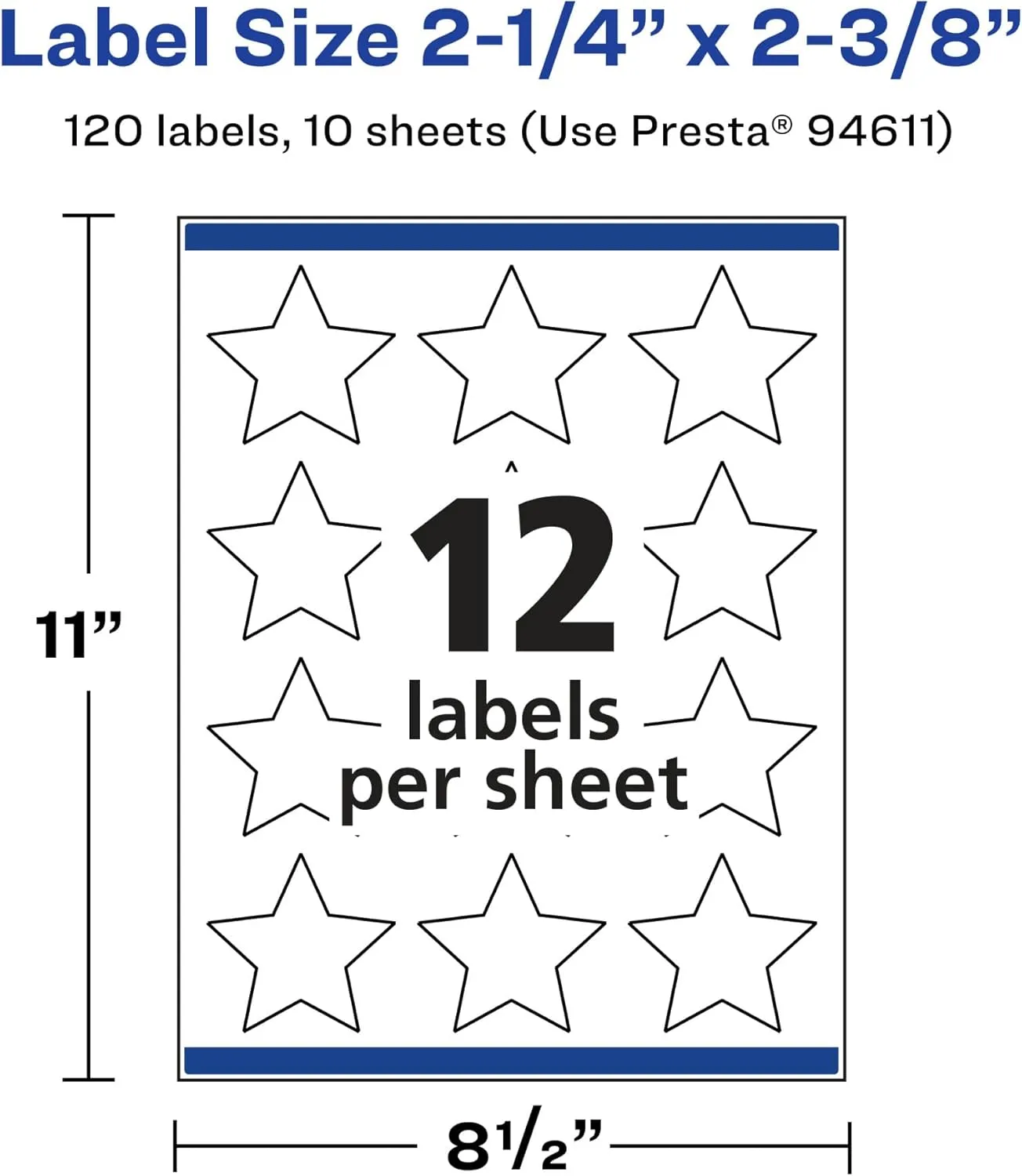 Avery Glossy Clear Star Labels, Sure Feed Technology, 2-1/4" x 2-3/8", Print-to-The-Edge, Laser/Inkjet Printable