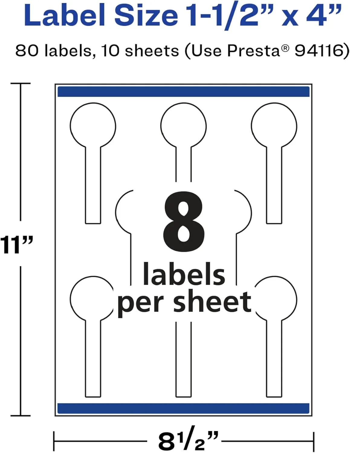 Avery Glossy White Lollipop Labels, Sure Feed Technology, 1.5" x 4"