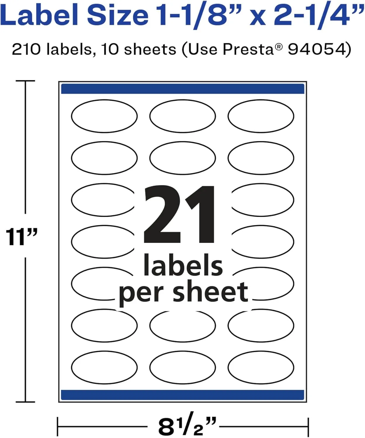 Avery Glossy White Oval Labels, Sure Feed Technology, 1-1/8" x 2-1/4"