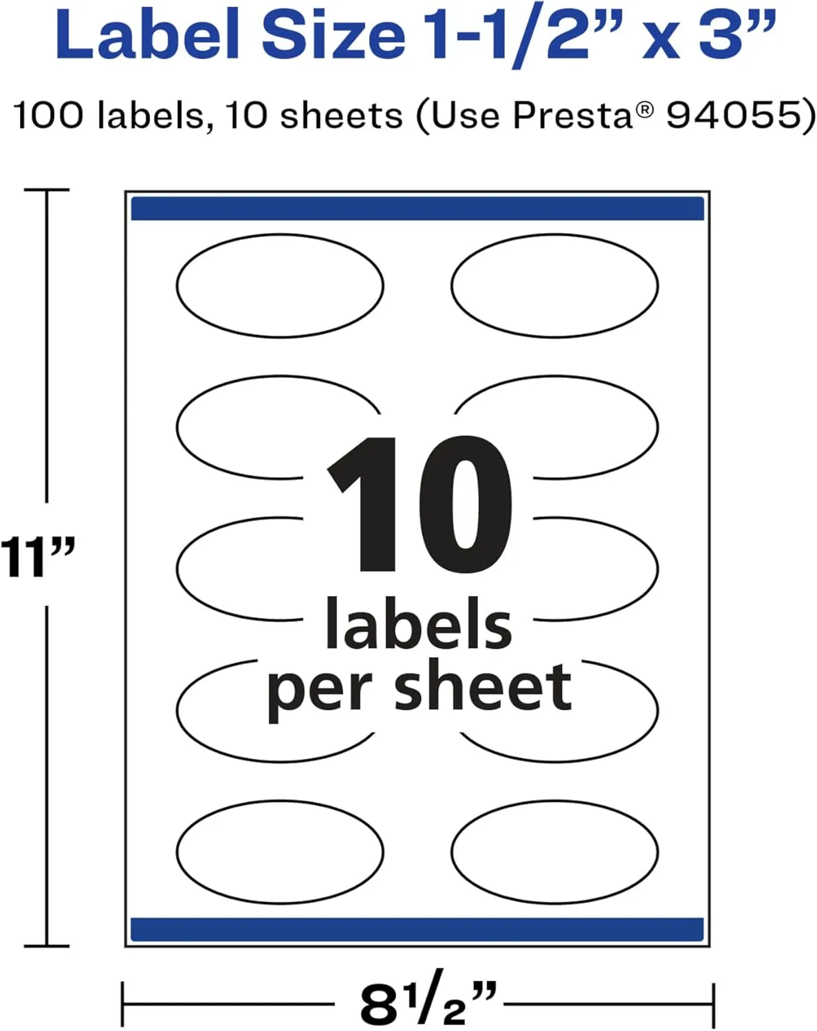 AVERY Glossy White Oval Labels Sure Feed Technology 1.5 x 3 Print-to-the-Edge Permanent Adhesive Laser/Inkjet Printable