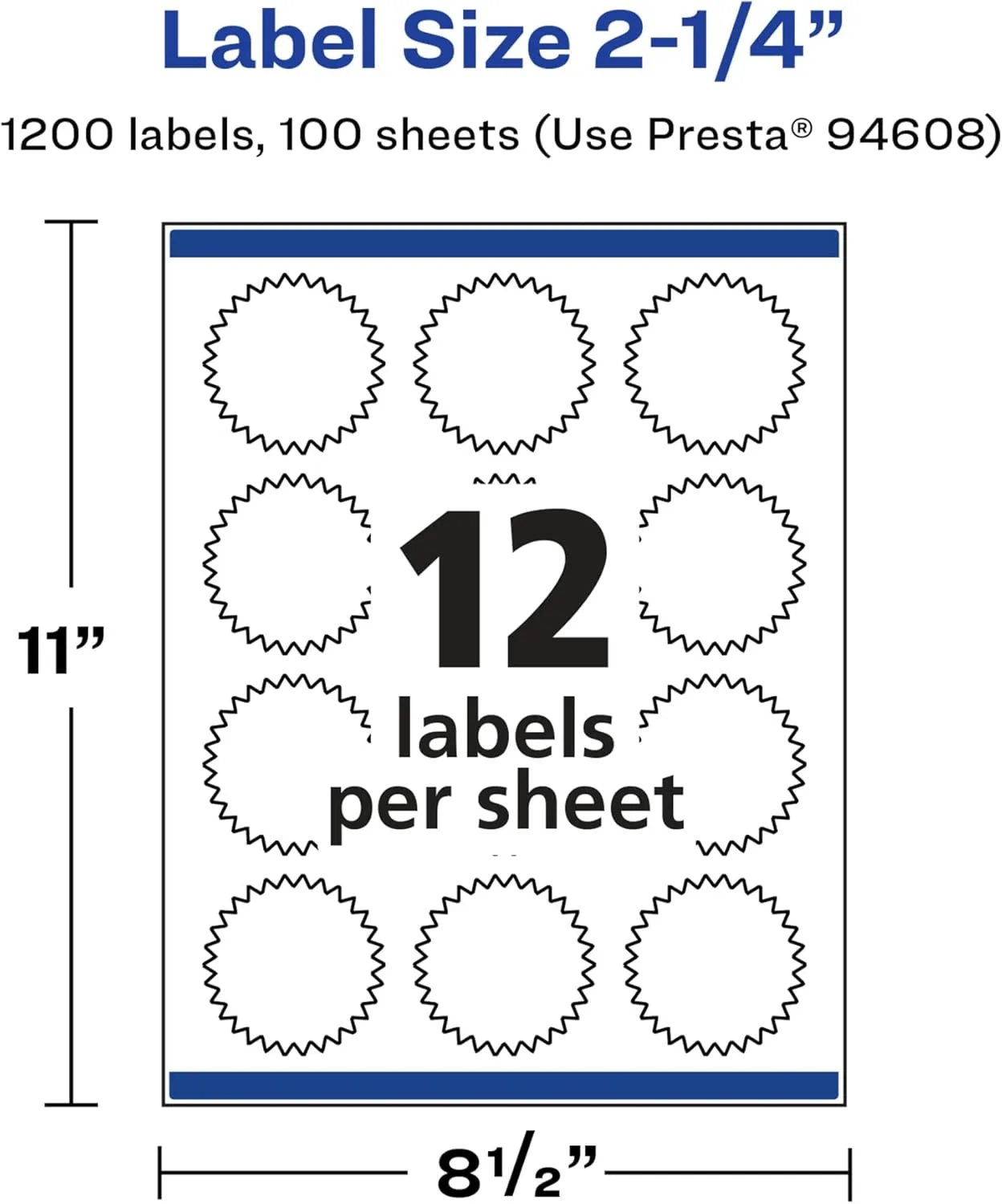 Avery Glossy White Starburst Labels, Sure Feed Technology, 2.25", Print-to-The-Edge, Permanent Adhesive