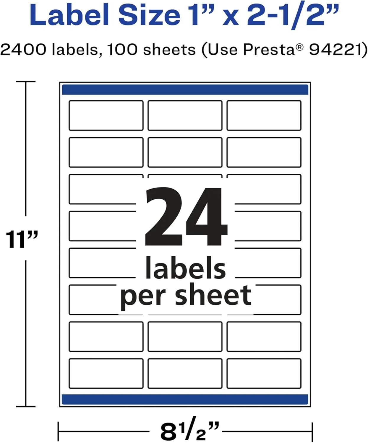 AVERY Glossy White Rectangle Labels, Sure Feed Technology, 1" x 2.5", Permanent Adhesive, Laser/Inkjet Printable