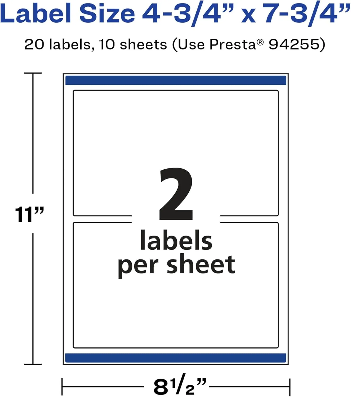 AVERY Glossy White Rectangle Labels, Sure Feed Technology, 4.75" x 7.75", Print-to-The-Edge, Permanent Adhesive