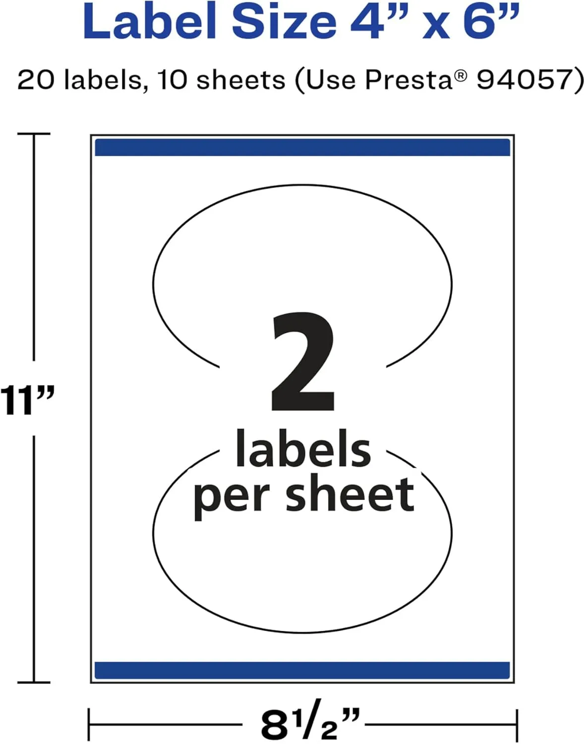 AVERY Glossy White Oval Labels, Sure Feed Technology, 4" x 6", Print-to-The-Edge, Permanent Adhesive, Laser/Inkjet Printable