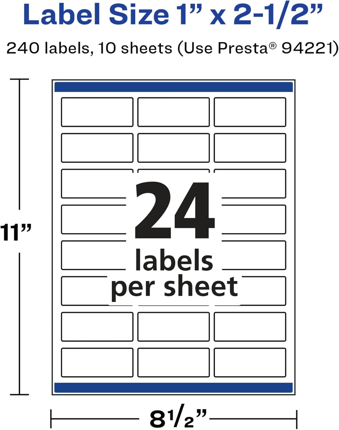 AVERY Glossy White Rectangle Labels, Sure Feed Technology, 1" x 2.5", Permanent Adhesive, Laser/Inkjet Printable