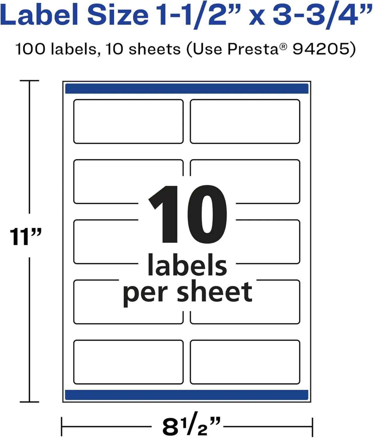 Avery Glossy White Rectangle Labels, Sure Feed Technology, 1.5" x 3.75", 100 Glossy White Labels, Print-to-The-Edge
