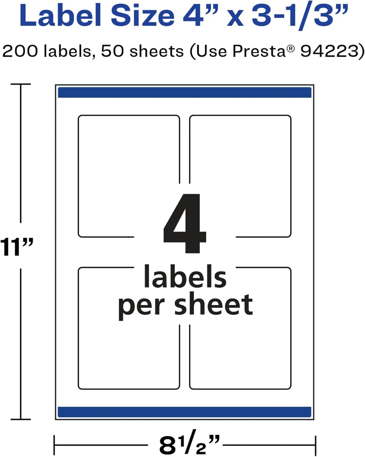 Avery Glossy White Rectangle Labels, Sure Feed Technology, 4" x 3-1/3", Print-to-The-Edge, Permanent Adhesive