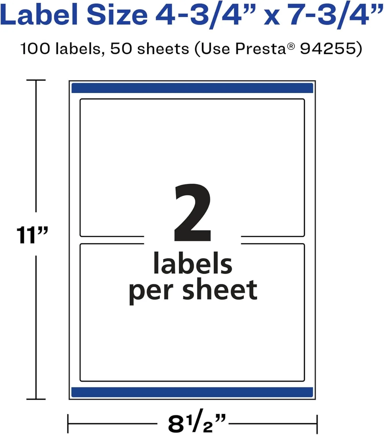 AVERY Glossy White Rectangle Labels, Sure Feed Technology, 4.75" x 7.75", Print-to-The-Edge, Permanent Adhesive
