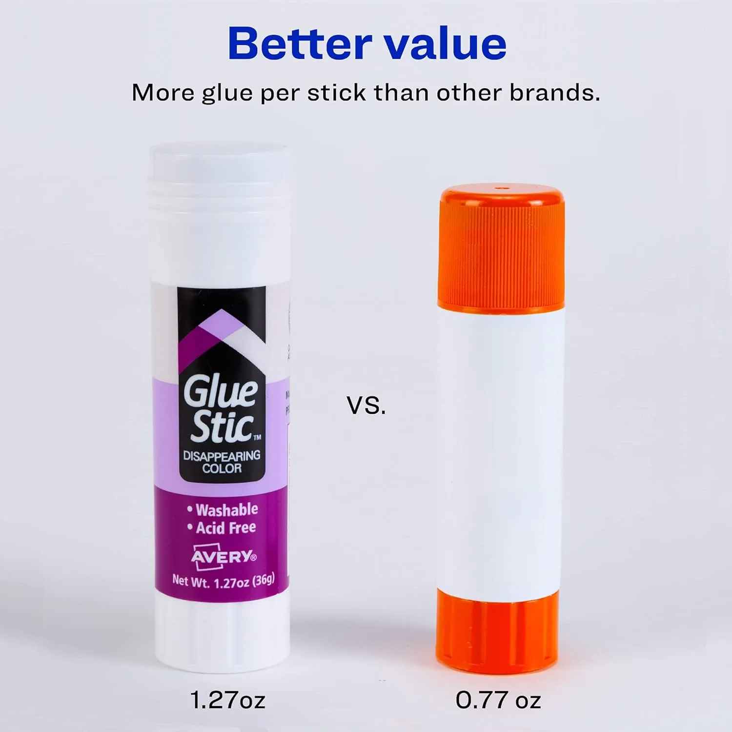 Avery Glue Stic, Disappearing Purple, Washable, Non-Toxic, 1.27oz, 6 Pack