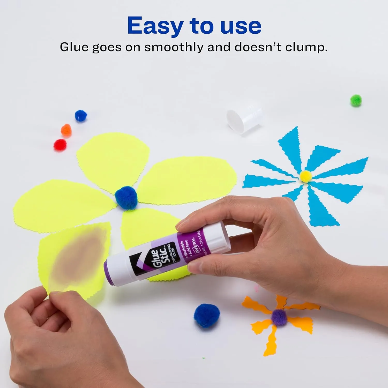 Avery Glue Stic, Disappearing Purple, Washable, Non-Toxic, 1.27oz, 6 Pack