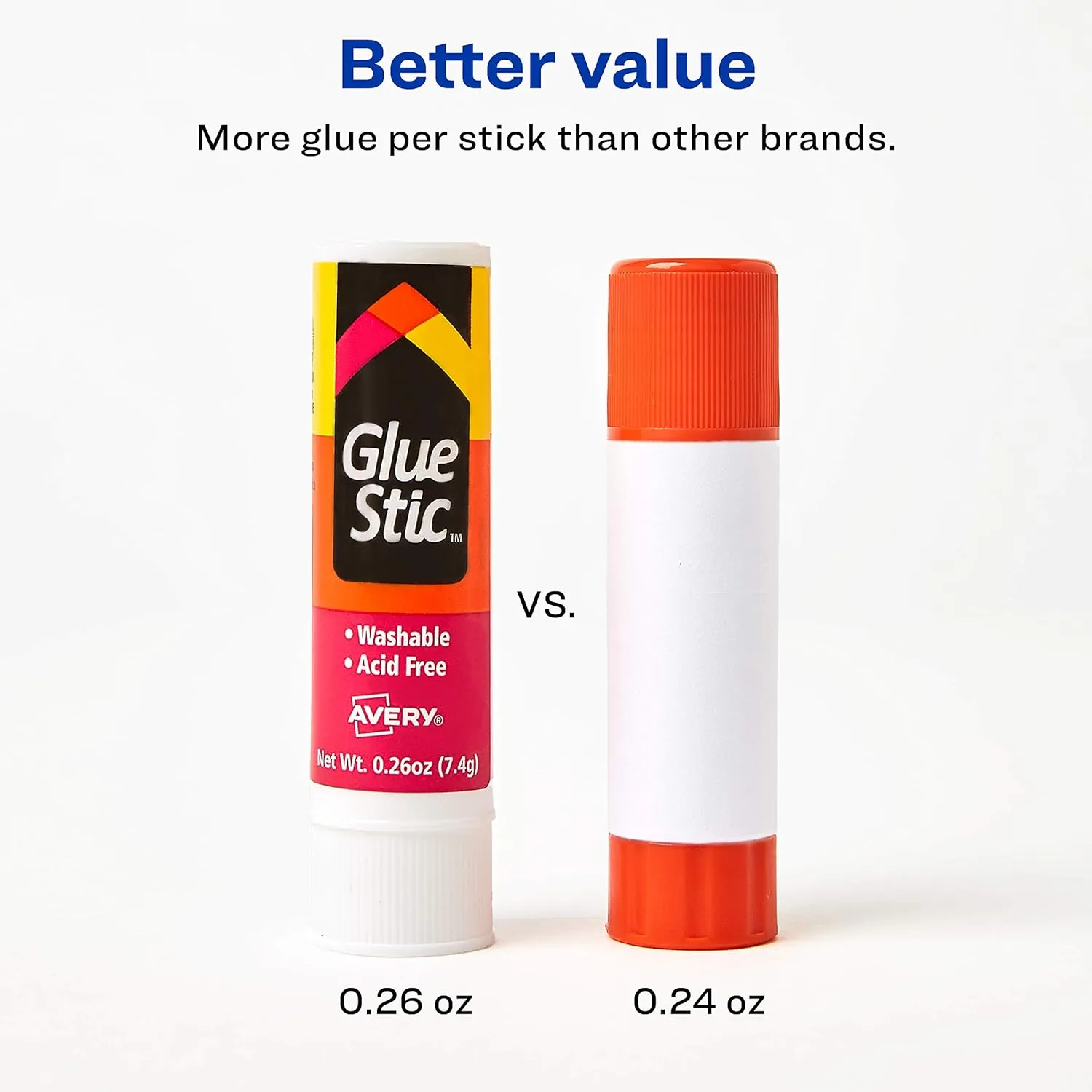 Avery Glue Stic White, 0.26 oz., Washable, Nontoxic, Permanent Adhesive, 1 Glue Stick (00161)