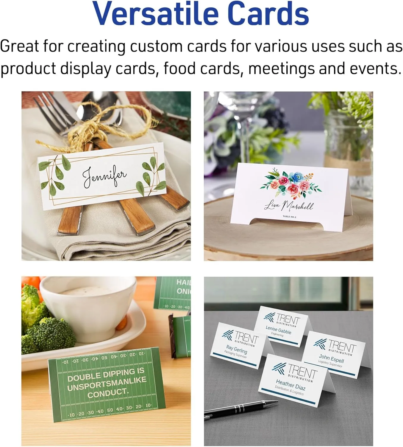 Avery Printable Tent Cards with Sure Feed Technology, 2" x 3.5", 160 Blank Place Cards