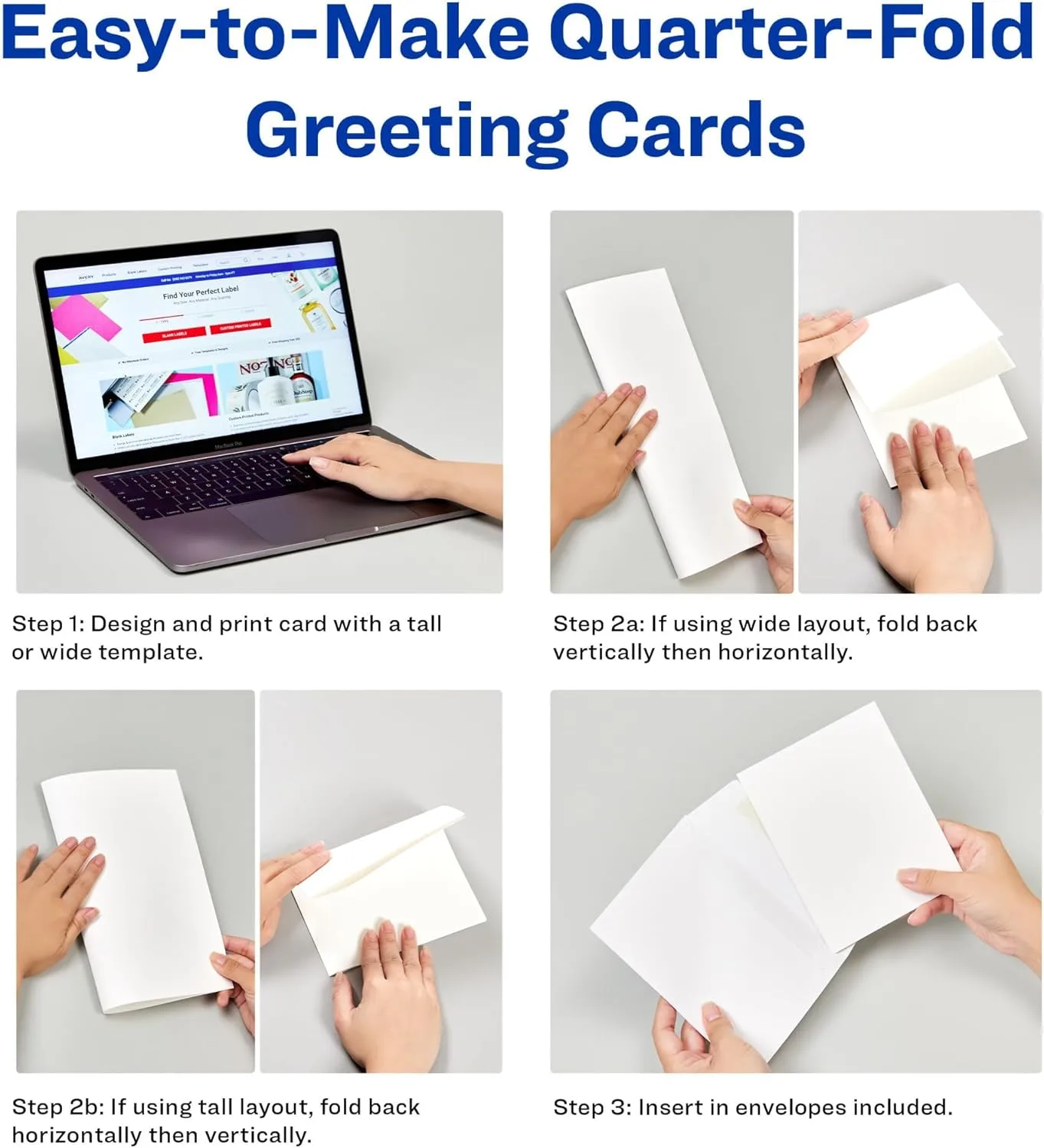 Avery Printable Quarter-Fold Greeting Cards, Matte White, 4.25 x 5.5 in, 20 Pack (3266)