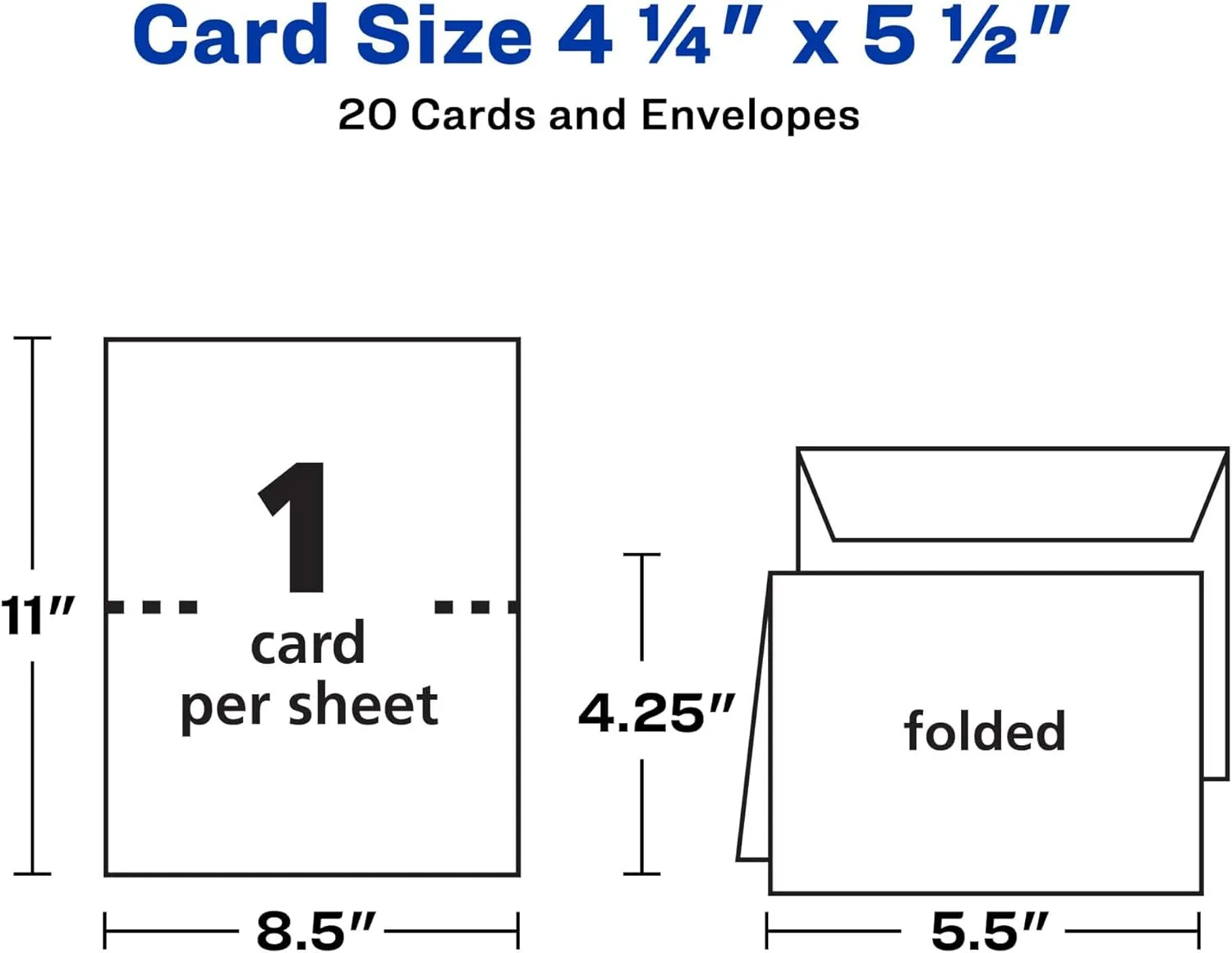 Avery Printable Quarter-Fold Greeting Cards, Matte White, 4.25 x 5.5 in, 20 Pack (3266)