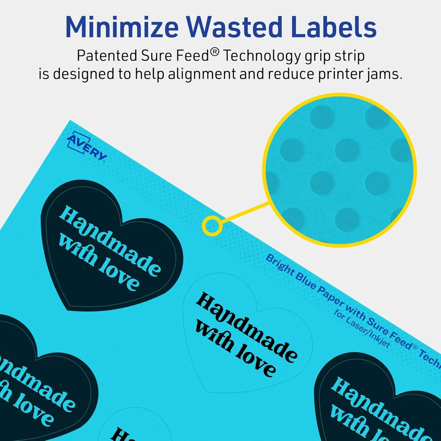 AVERY Printable Heart Labels, Sure Feed Technology, Print-to-The-Edge, Laser/Inkjet Printable
