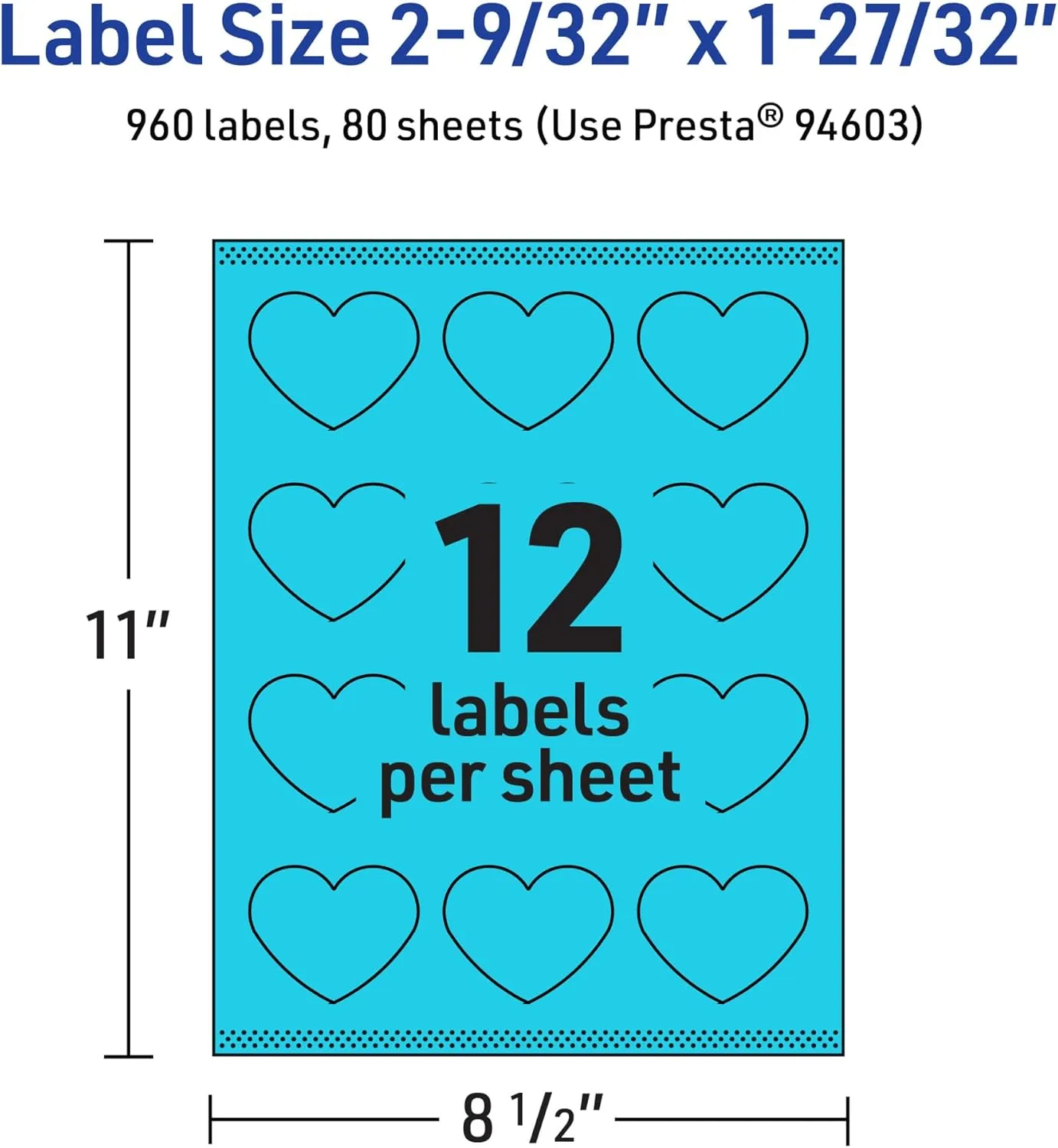 AVERY Printable Heart Labels, Sure Feed Technology, Print-to-The-Edge, Laser/Inkjet Printable
