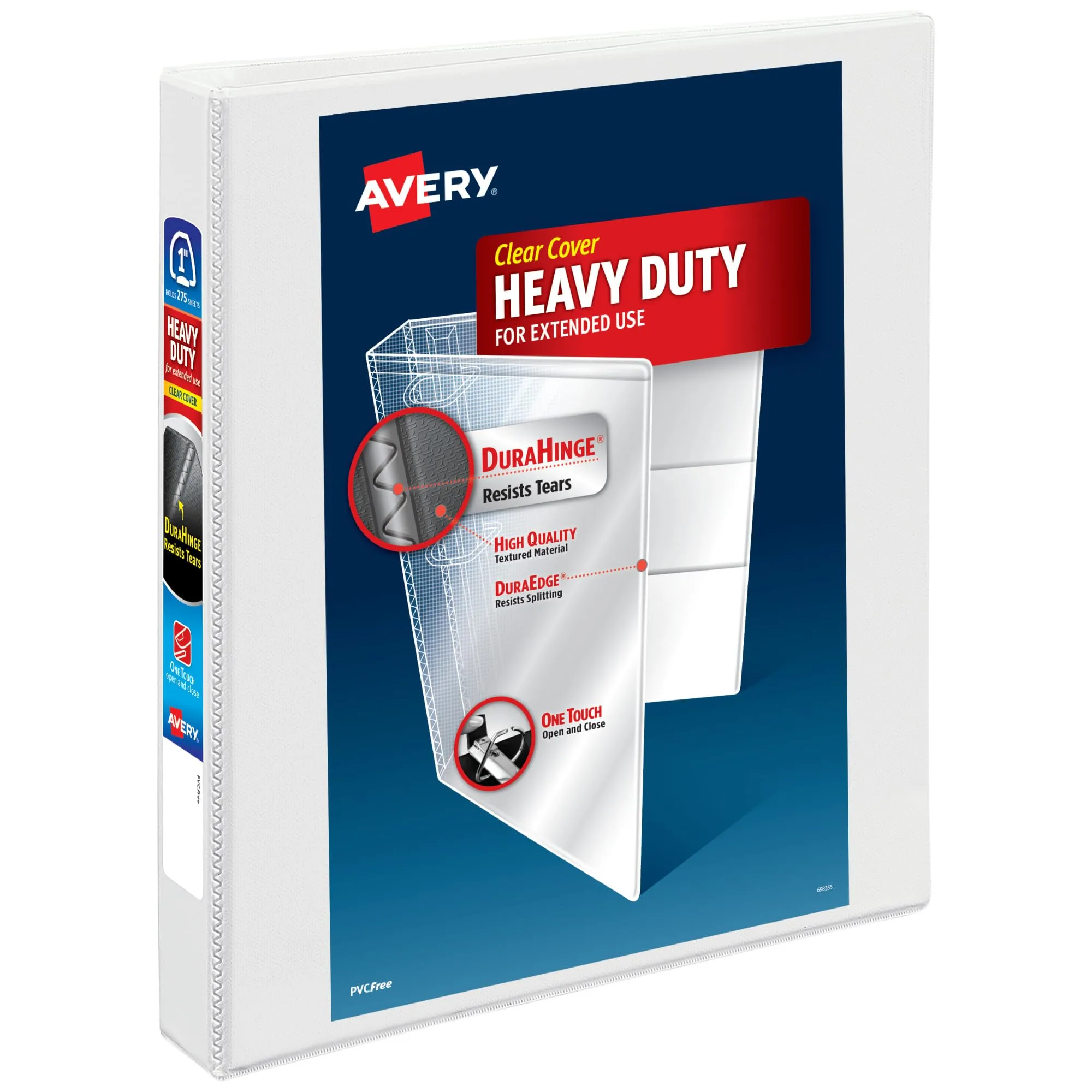 Avery Heavy-Duty View 3 Ring Binder with One-Touch EZD D-Rings and DuraHinge/DuraEdge