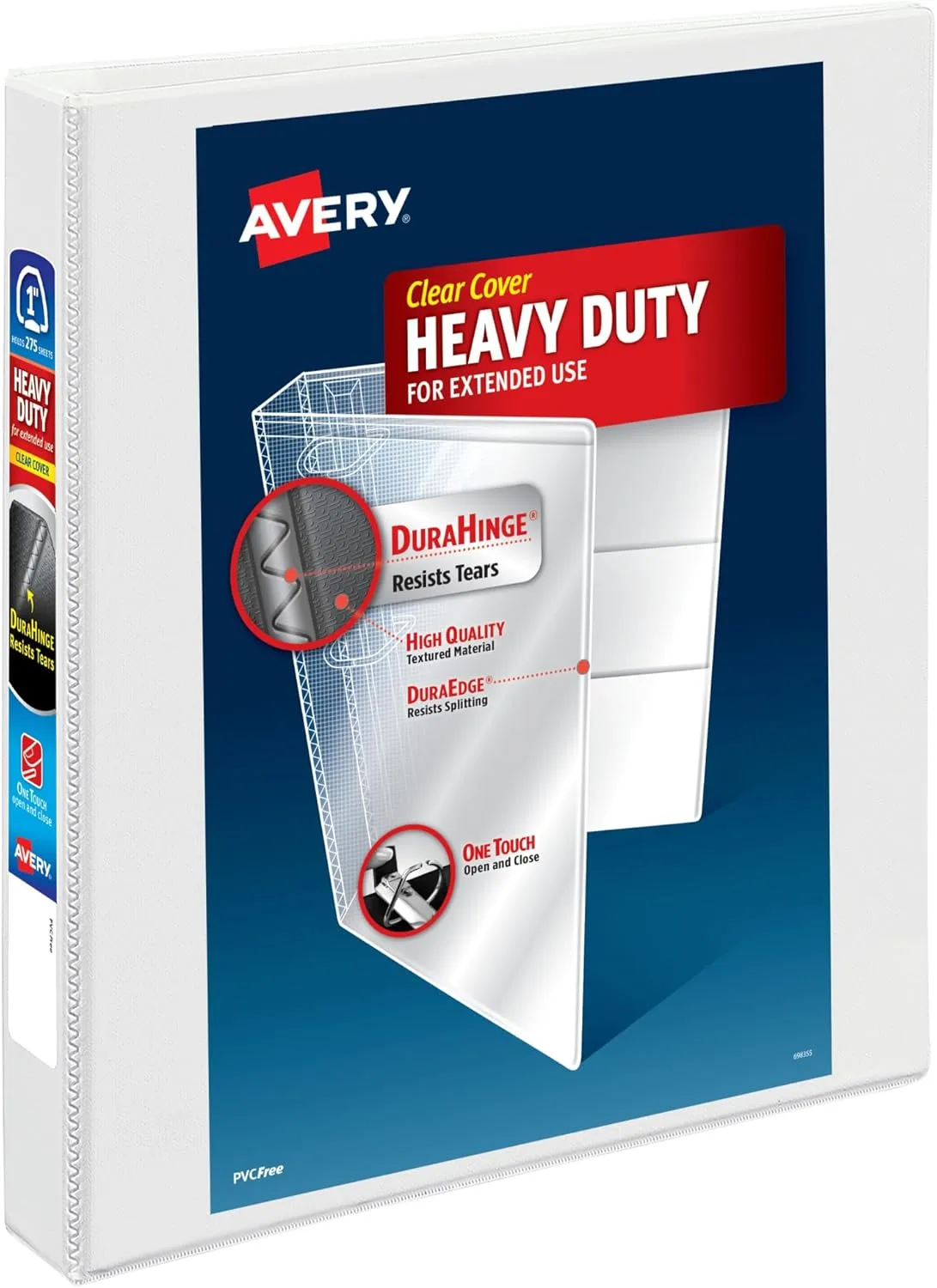 Avery Heavy-Duty View 3 Ring Binder with One-Touch EZD D-Rings and DuraHinge/DuraEdge