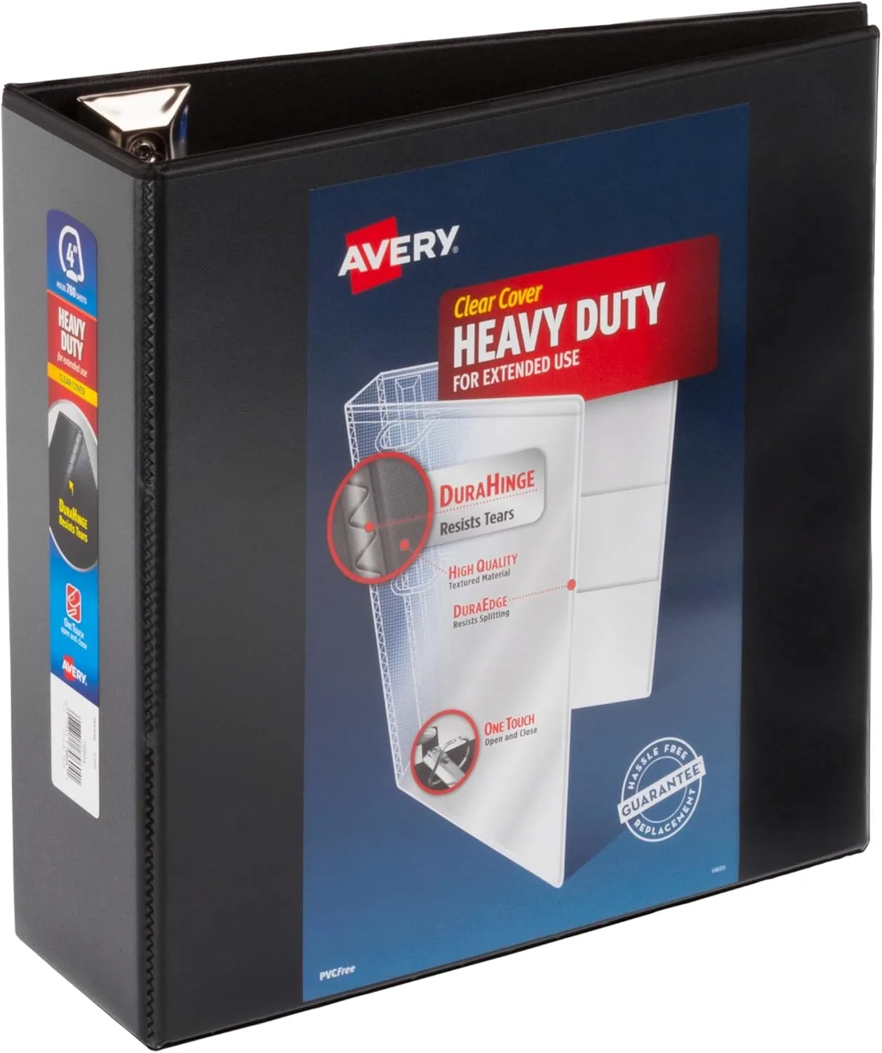 Avery® Heavy-Duty View Binder, with Locking One-Touch EZD™ Rings, 8 1/2" x 11", 4" Rings, 43% Recycled, Black