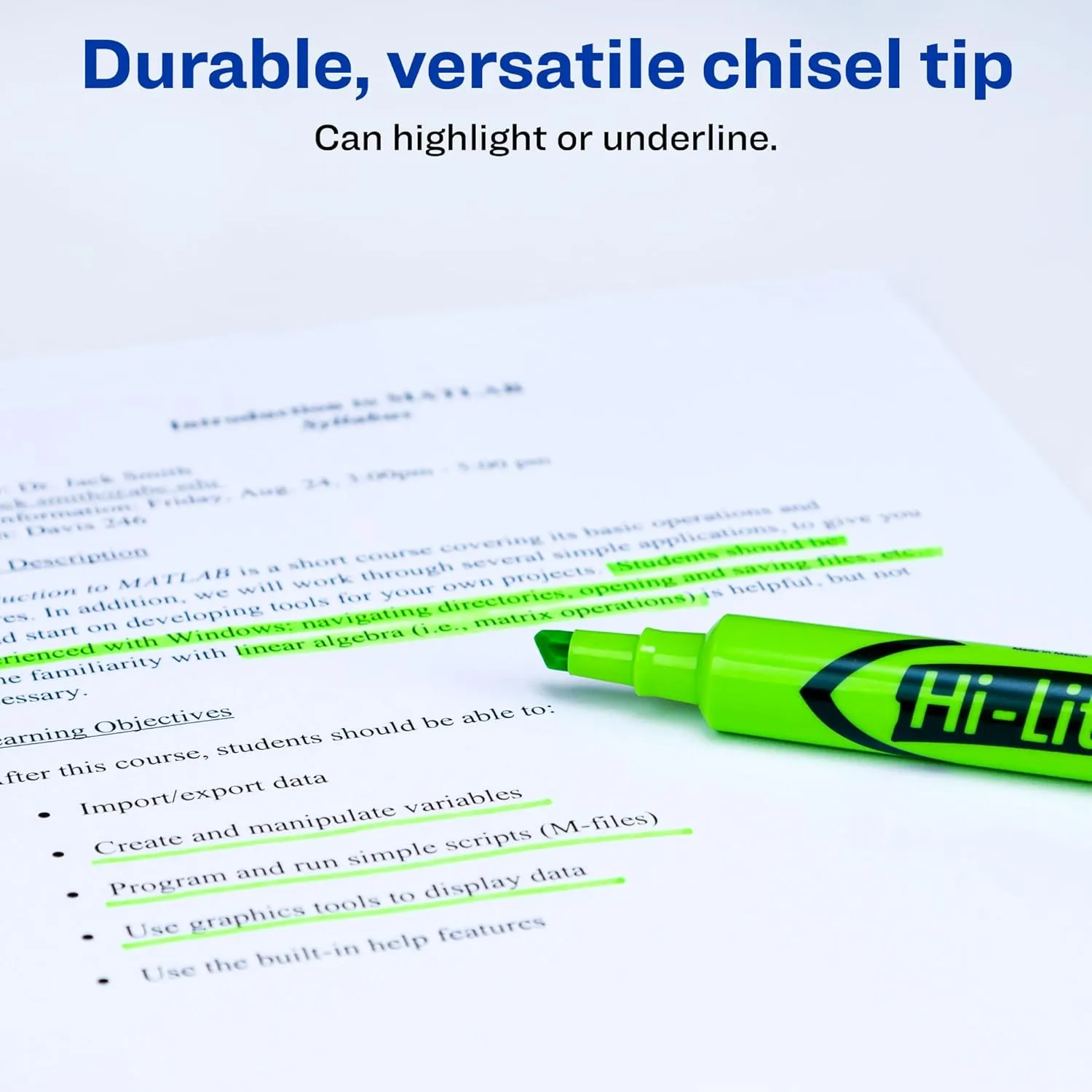 Avery Hi-Liter Desk-Style Highlighters, Smear Safe Ink, Chisel Tip, 12 Fluorescent Green (24020)