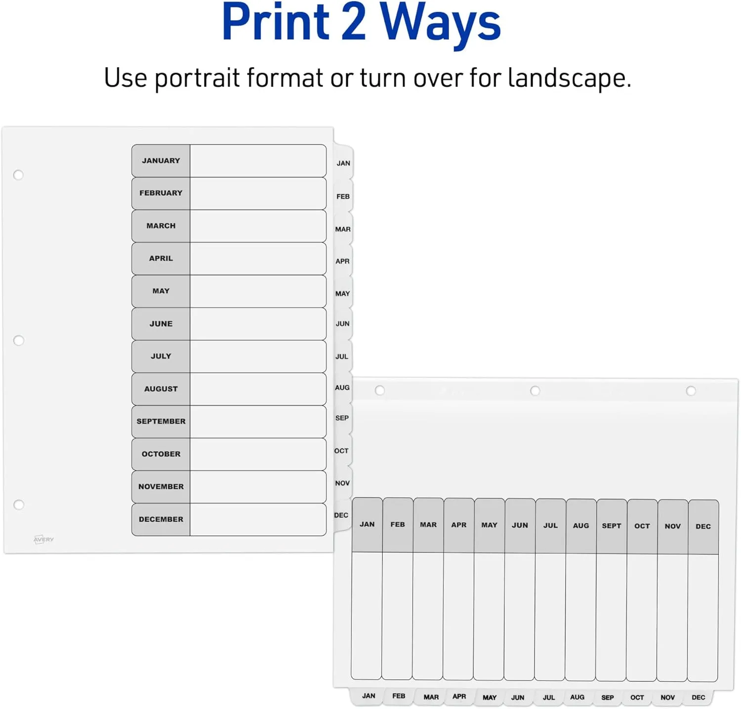 Avery Ready Index Jan-Dec 12-Tab Dividers for 3 Ring Binders, Customizable Table of Contents