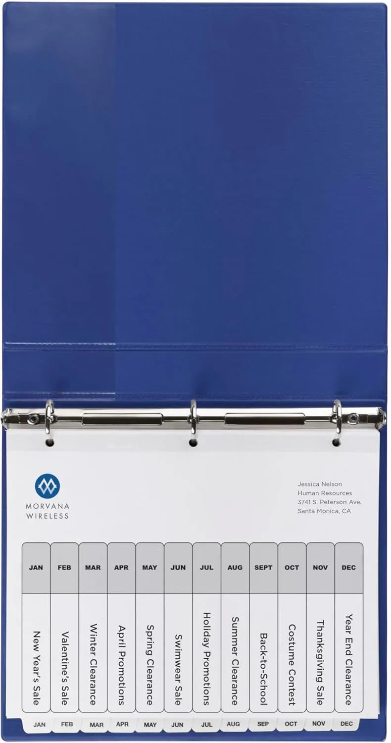 Avery Ready Index Jan-Dec 12-Tab Dividers for 3 Ring Binders, Customizable Table of Contents