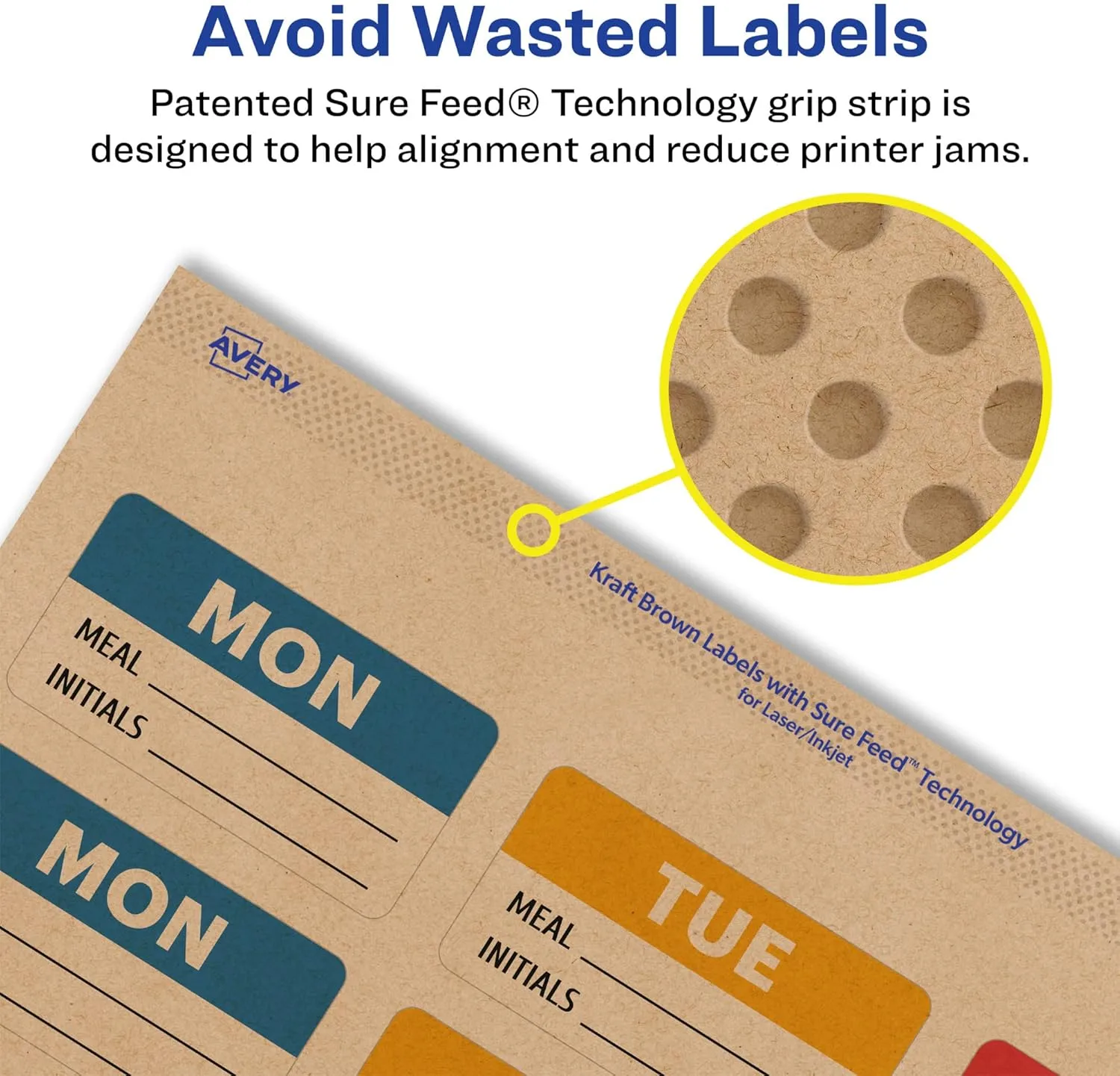 Avery Kraft Brown Rectangle Labels, Sure Feed Technology, 2 x 2-5/8, Laser/Inkjet Printable