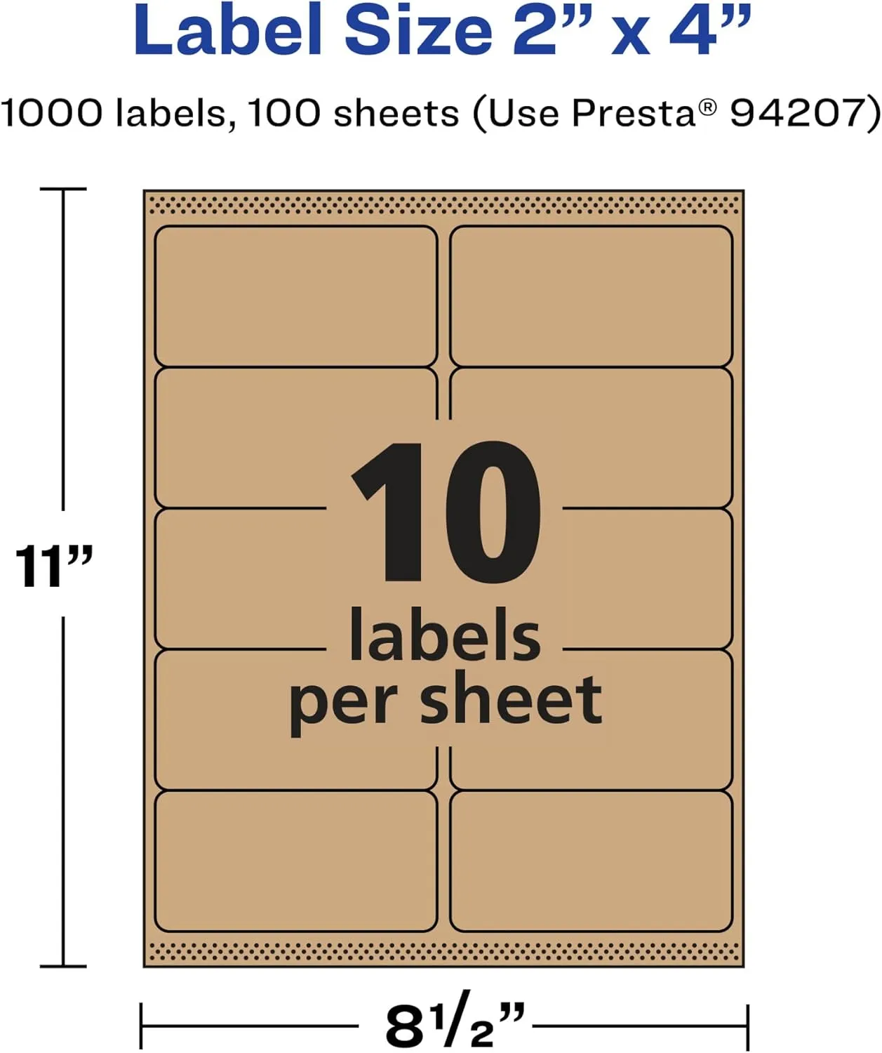 AVERY Kraft Brown Rectangle Labels, Sure Feed Technology, 2 x 4