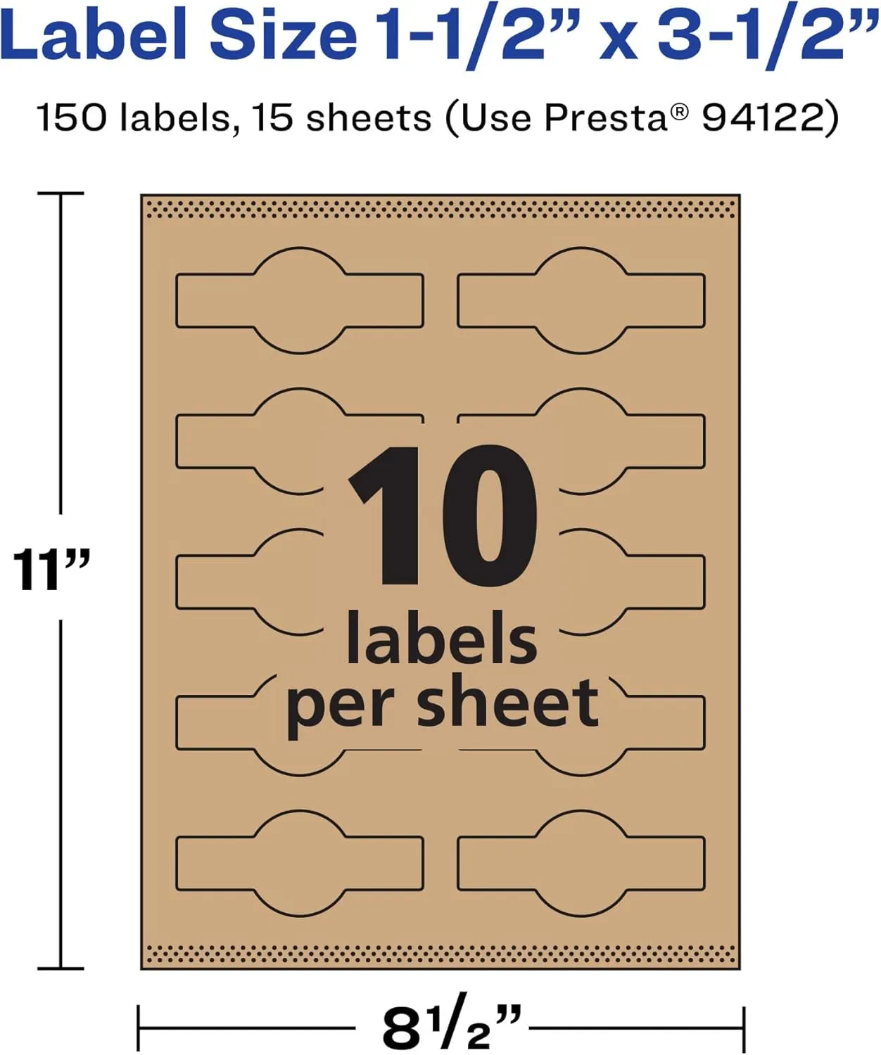 Avery Kraft Brown Wraparound Band Labels, Sure Feed Technology, 1.5" x 3.5", Cigar Band Labels, 150 Total, Print-to-The-Edge