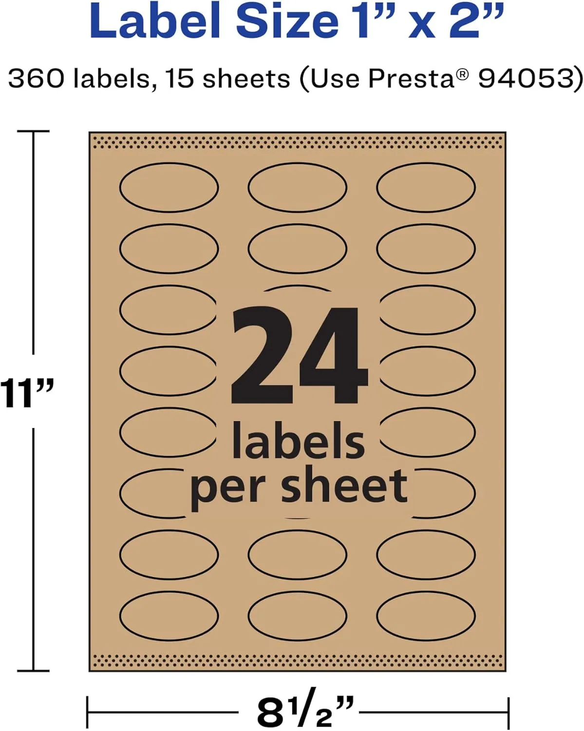 AVERY Kraft Brown Oval Labels, Sure Feed Technology, 1" x 2", Print-to-The-Edge, Laser/Inkjet Printable
