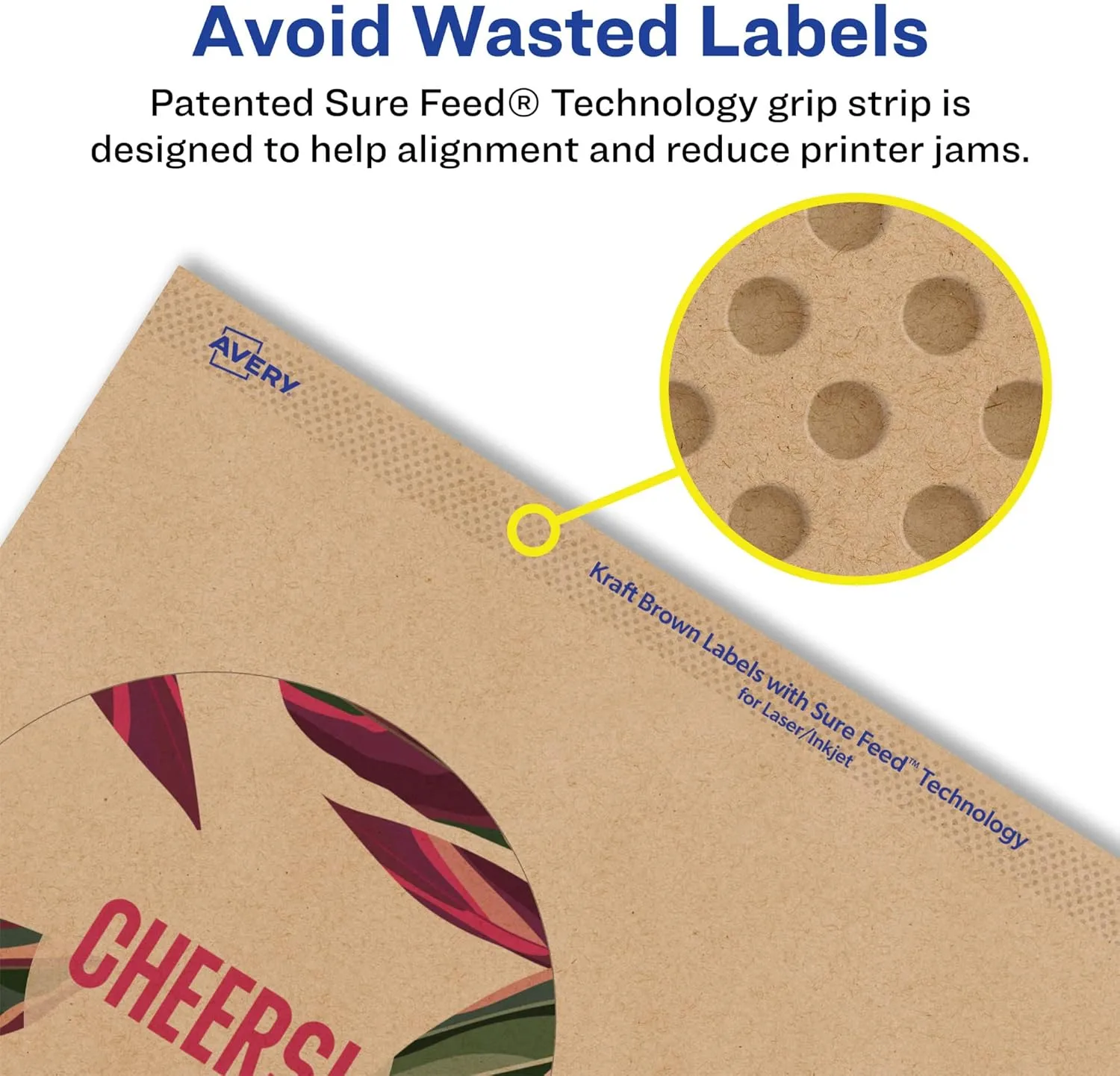 Avery Kraft Brown Round Labels, Sure Feed Technology, 3.5" Diameter, 60 Kraft Brown Labels, Print-to-The-Edge