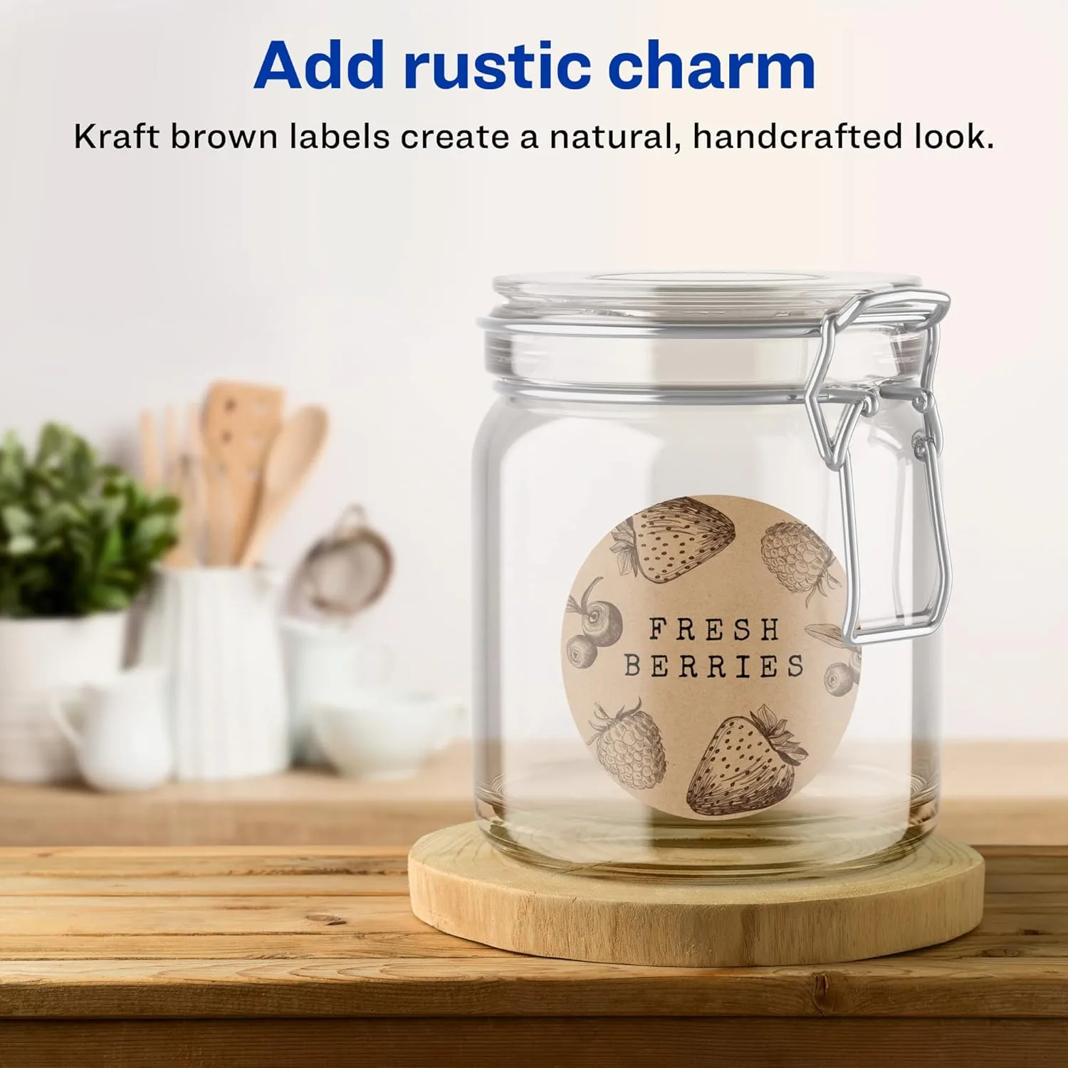 Avery Kraft Brown Round Labels, Sure Feed Technology, 3.5" Diameter, 60 Kraft Brown Labels, Print-to-The-Edge