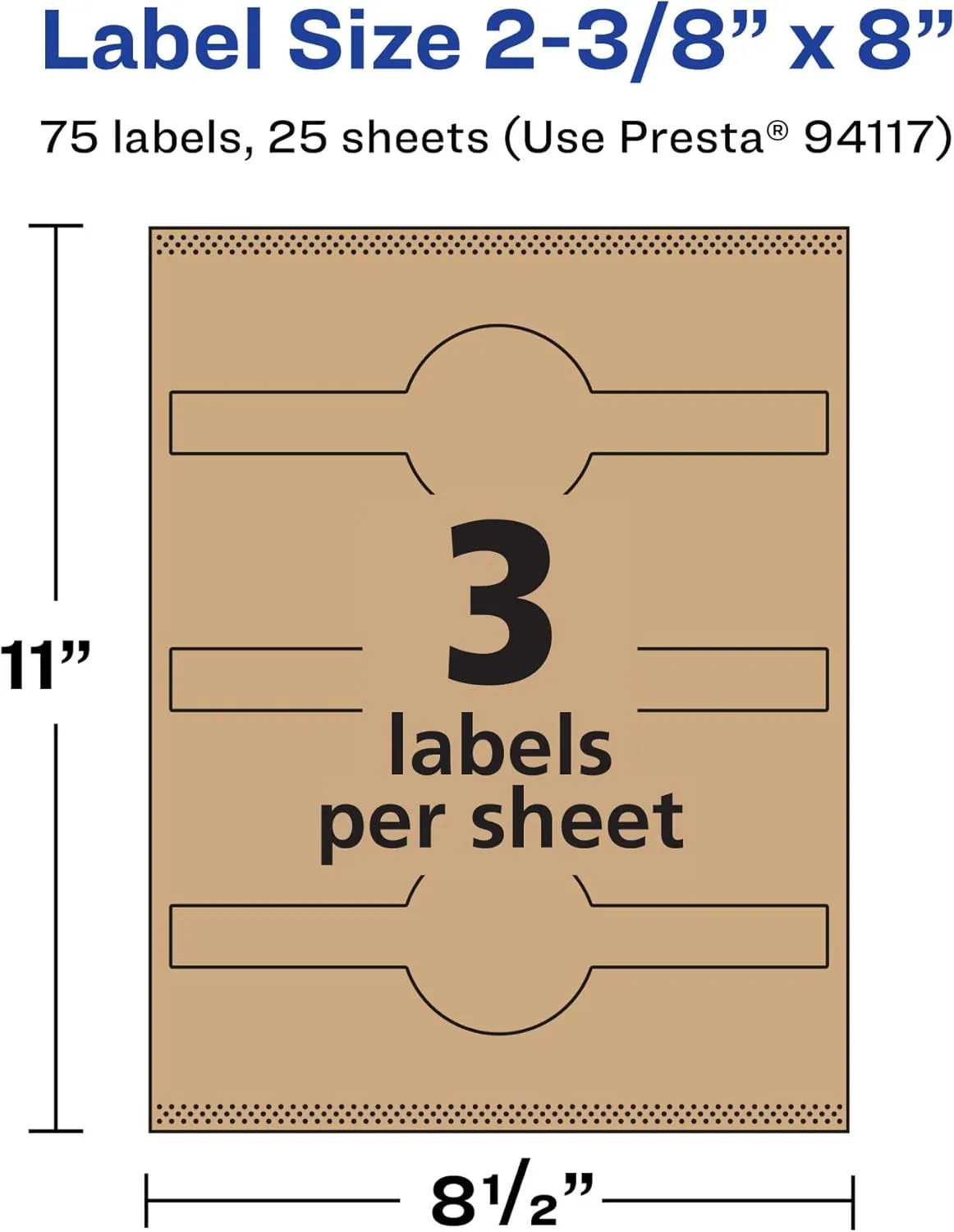 AVERY Kraft Brown Wraparound Band Labels, Sure Feed Technology, 2-3/8" x 8"