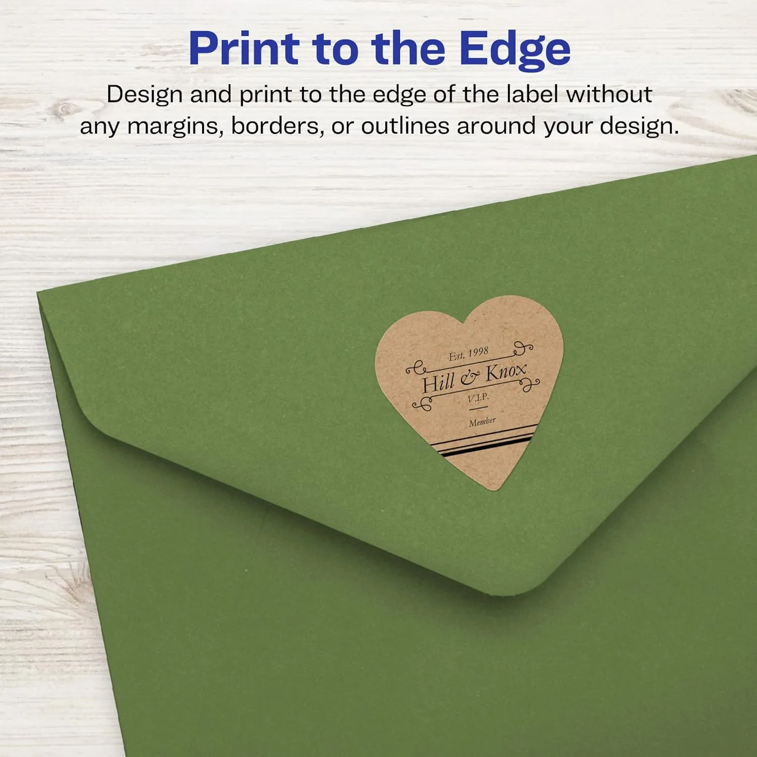 Avery Kraft Brown Heart Labels, Sure Feed Technology, 1.5" x 1.5", 300 Kraft Brown Labels, Print-to-The-Edge