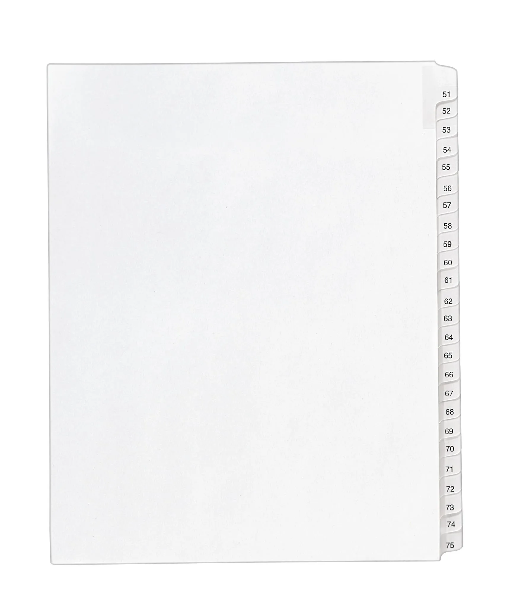 Avery Allstate-Style Collated Legal Exhibit Dividers, Letter Size, Side Tabs, 51-75, 25-Tab Set, White