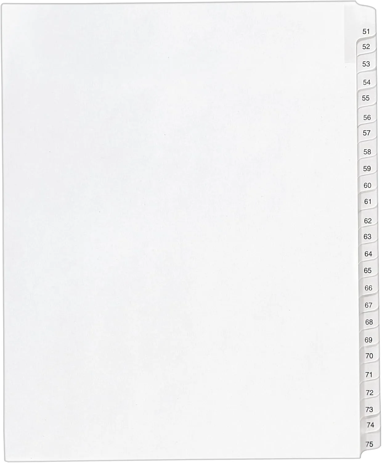 Avery Allstate-Style Collated Legal Exhibit Dividers, Letter Size, Side Tabs, 51-75, 25-Tab Set, White