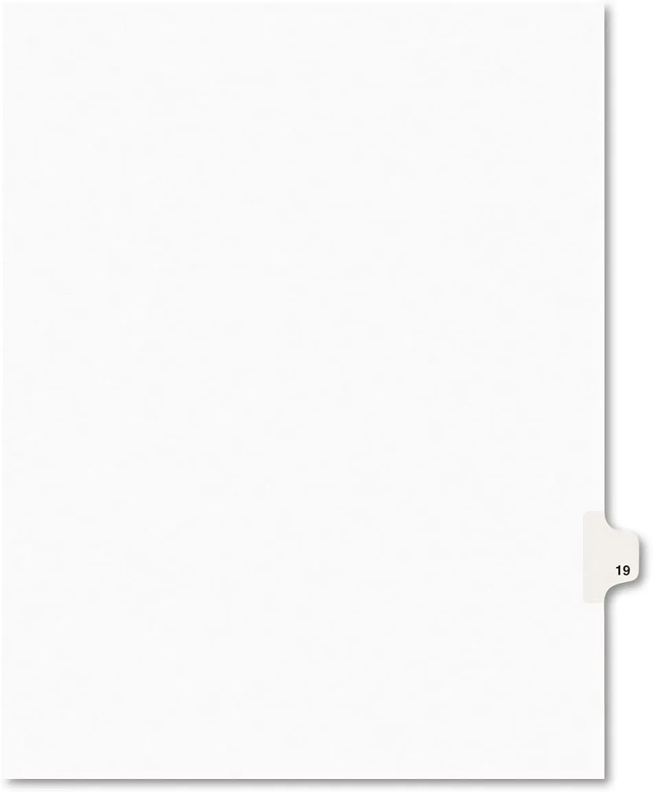 Avery Legal Dividers, Letter Size, Side Tabs #19, Pack of 25
