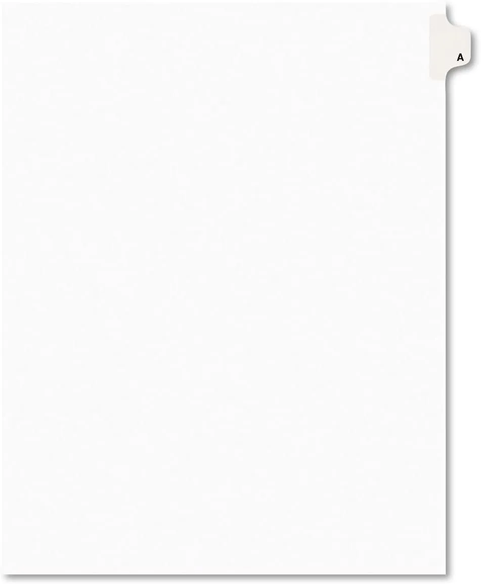 Avery Individual Legal Dividers, Avery Style, Side Tab A, Letter Size, 25 Pack