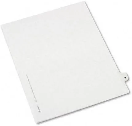 Avery Individual Legal Exhibit Dividers, Avery Style, #3, Side Tab, Letter Size, Pack of 25